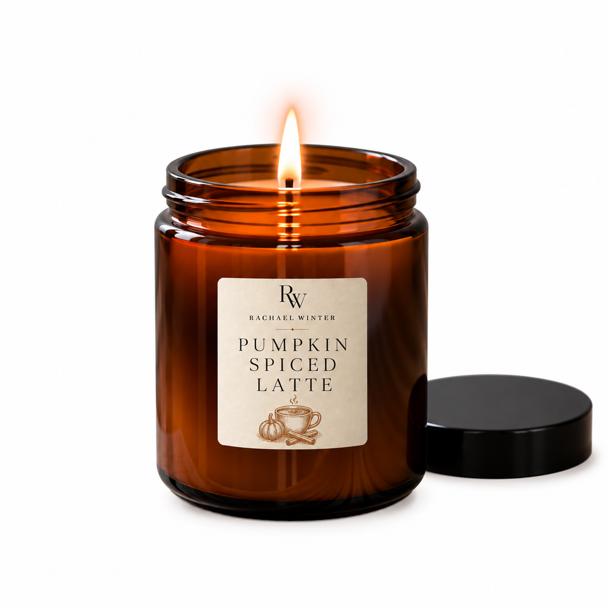 Pumpkin Spiced Latte autumn soy candle in amber jar